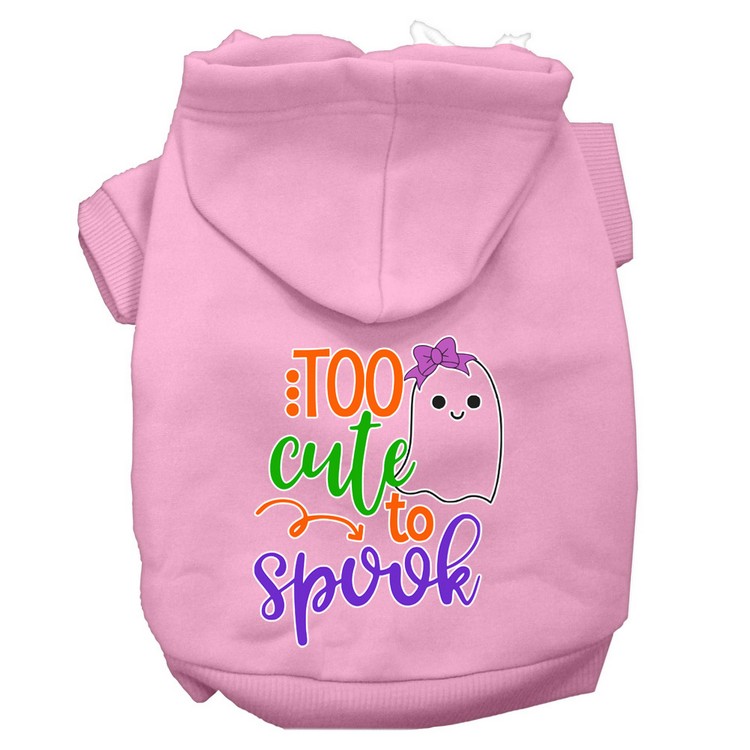 Too Cute to Spook-Girly Ghost Screen Print Dog Hoodie Light Pink XXL